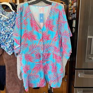 Cupshe Women’s Blue Pink Orange Romper Medium Leaf